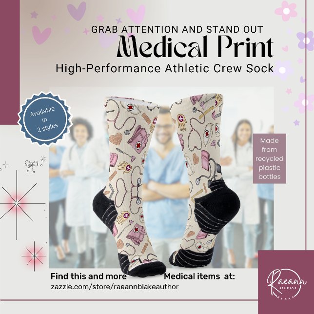 Chaussette Chaussettes d'équipage d'impression médicale (Créateur téléchargé)