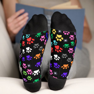 Chaussette Chaussettes d'équipage Empreintes de pattes coloré