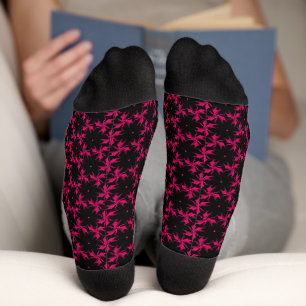 Chaussette Chaussettes d'équipage en grappes à fleurs roses e