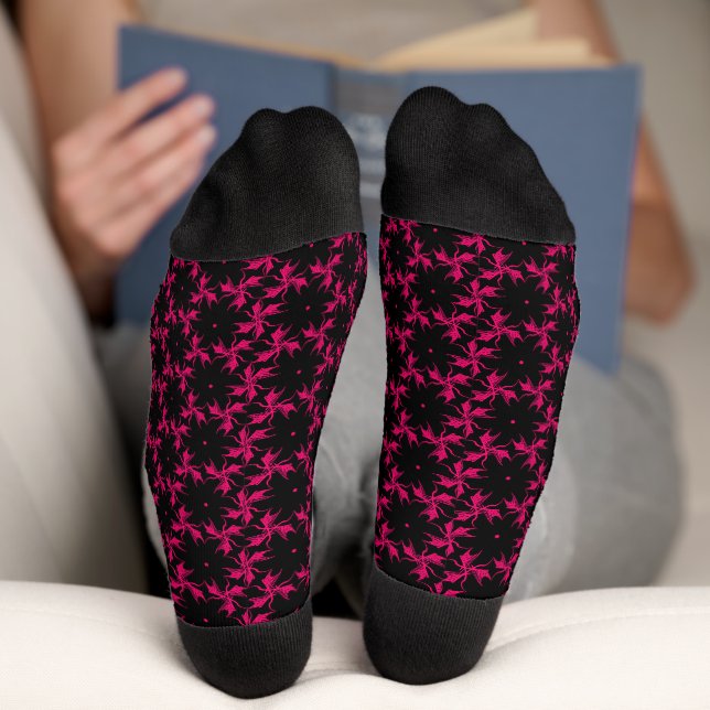 Chaussette Chaussettes d'équipage en grappes à fleurs roses e (Fond)