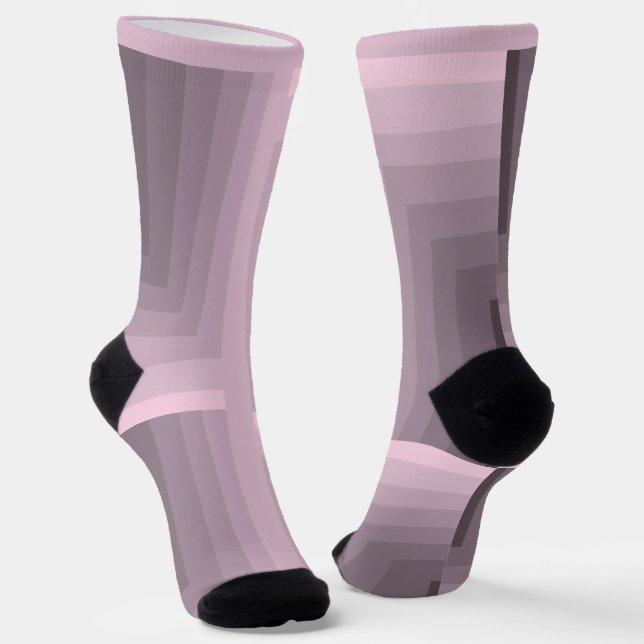 Chaussette Chaussettes d'équipage en Rose Quartz Labyrinthe (Angulaire)