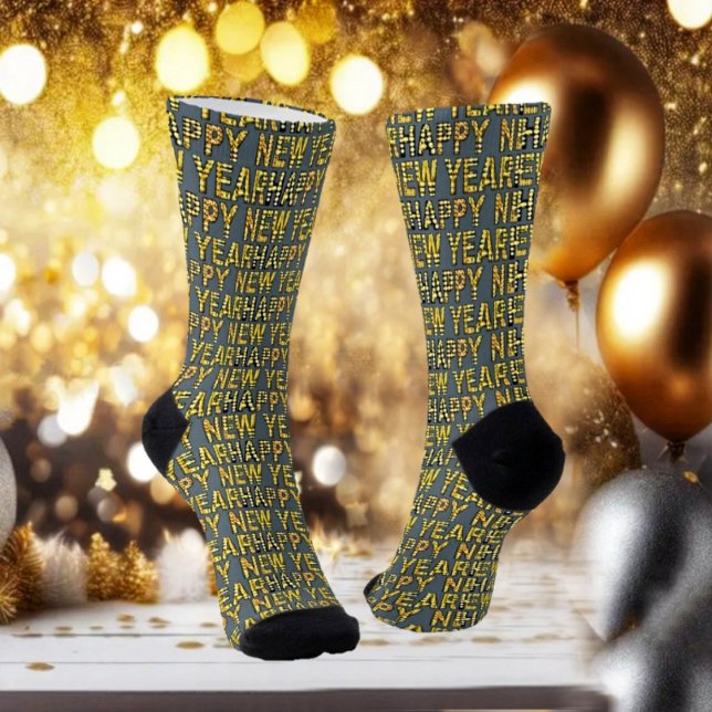 Chaussette Chaussettes d'équipage Jaune HNY (These fancy socks in HNY Yellow-gld, are festive enough, while celebrating in the New Year!)