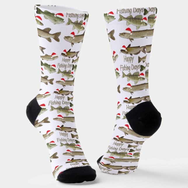 Chaussette Chaussettes d'équipage Jours de pêche heureux  (Angulaire)