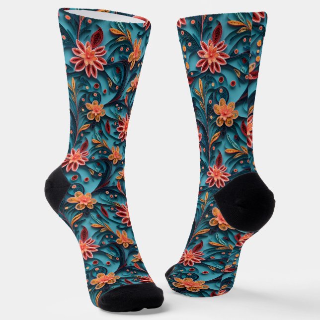 Chaussette Chaussettes d'équipage motifs en papier fleuri san (Angulaire)