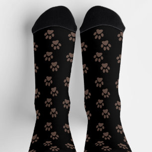 Chaussette Chaussettes d'équipage noir Empreintes de pattes b