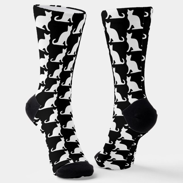 Chaussette Chaussettes d'équipage noir et blanc avec design d (Angulaire)