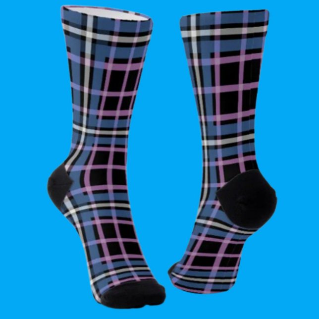 Chaussette Chaussettes d'équipage plaid - Style À damiers ble (Créateur téléchargé)