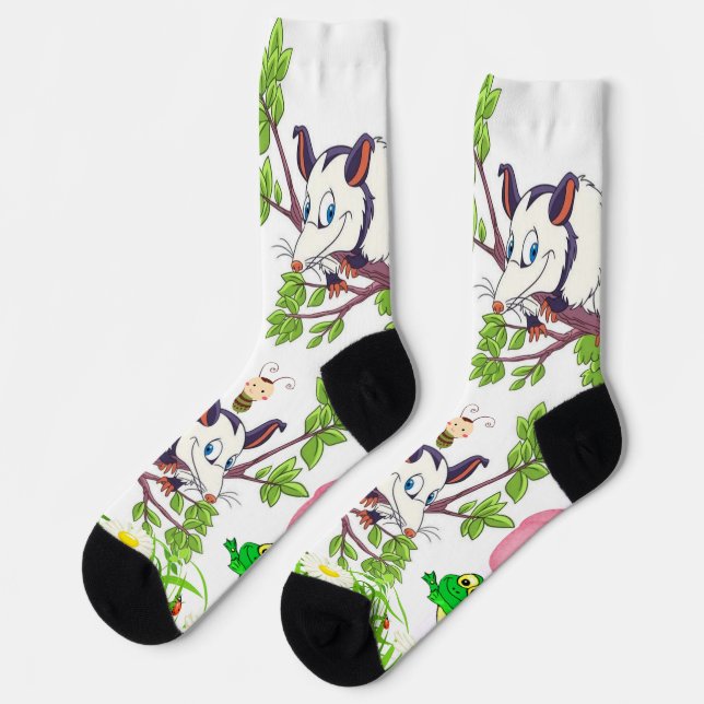 Chaussette Chaussettes d'équipage Possum Frog Chicks Floral M (Gauche)