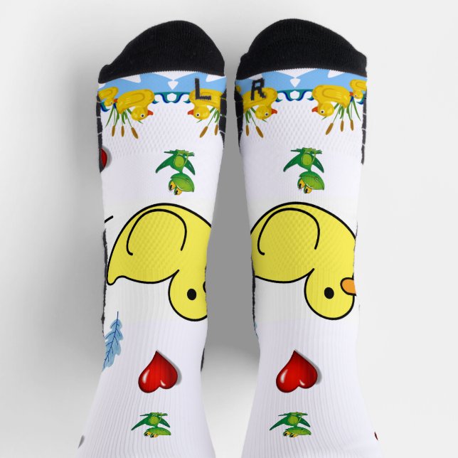 Chaussette Chaussettes d'équipage Poule jaune Cœurs rouges  (Haut)