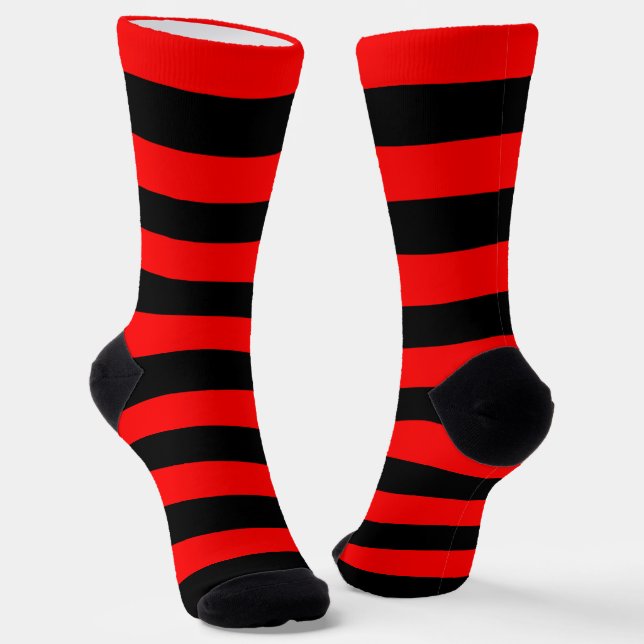 Chaussette Chaussettes d'équipage Red/Black Stripes (Angulaire)