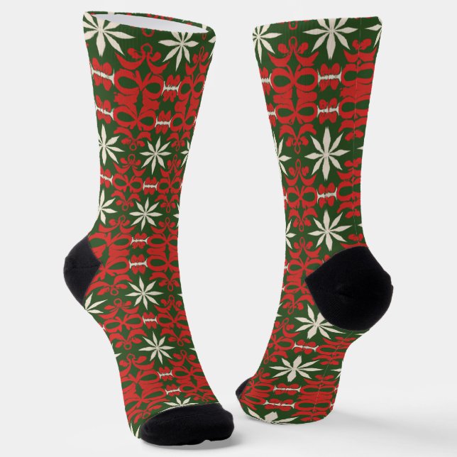 Chaussette Chaussettes d'équipage vintage motif Noël/hiver (Angulaire)