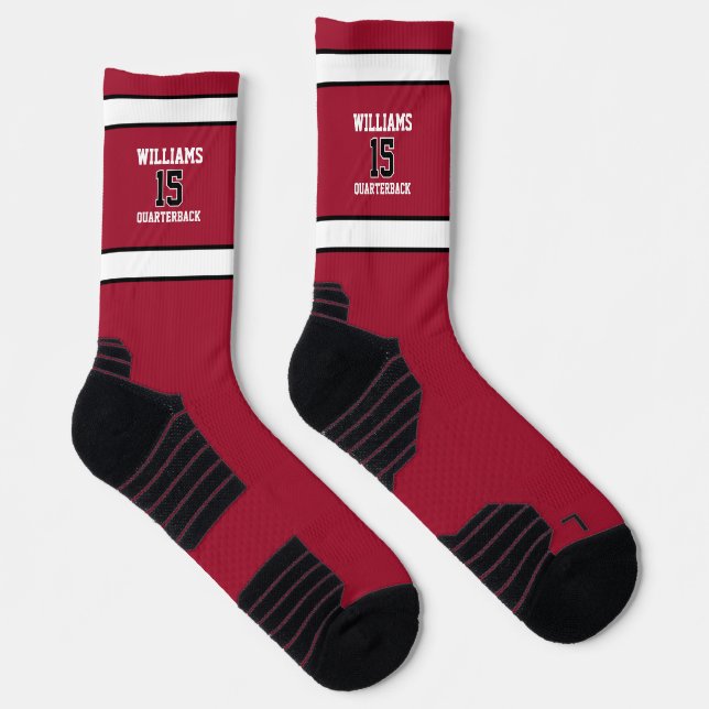 Chaussette Chaussettes d'équipe rouge foncé et noir (Droite)