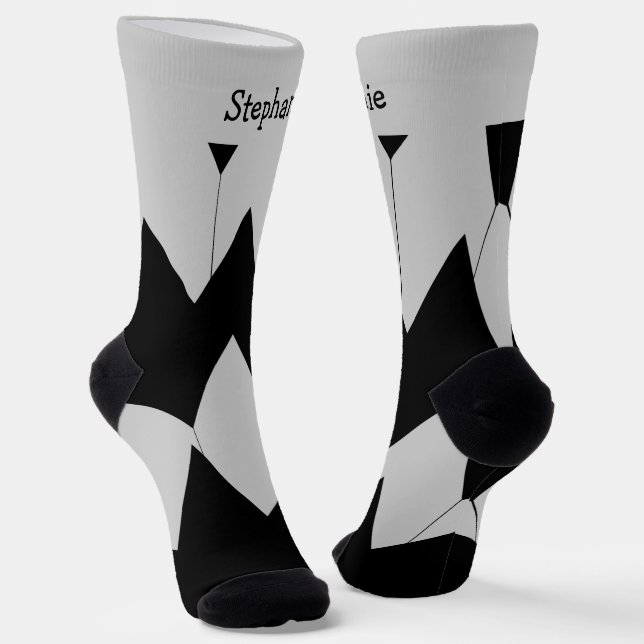 Chaussette Chaussettes design Art Déco Gris Noir (Angulaire)
