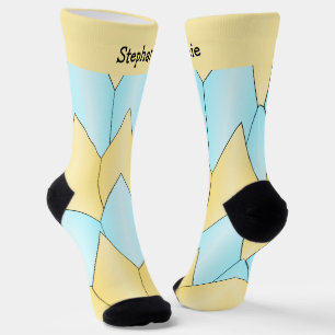 Chaussette Chaussettes design Art Déco Jaune Bleu