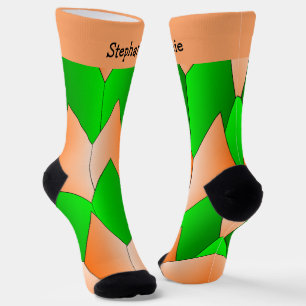 Chaussette Chaussettes Design Art Déco Orange Vert