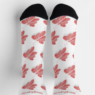 Chaussette Chaussettes Design papillon rouge