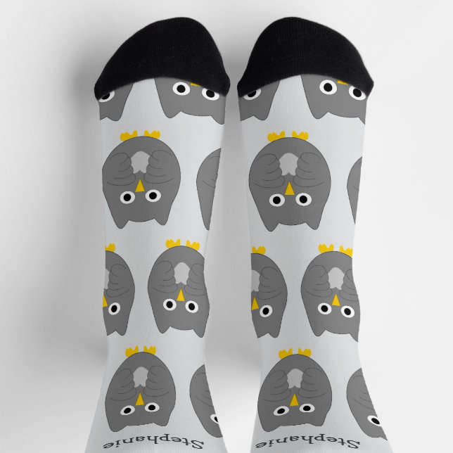 Chaussette Chaussettes Dessin de Hibou Gris (Haut)