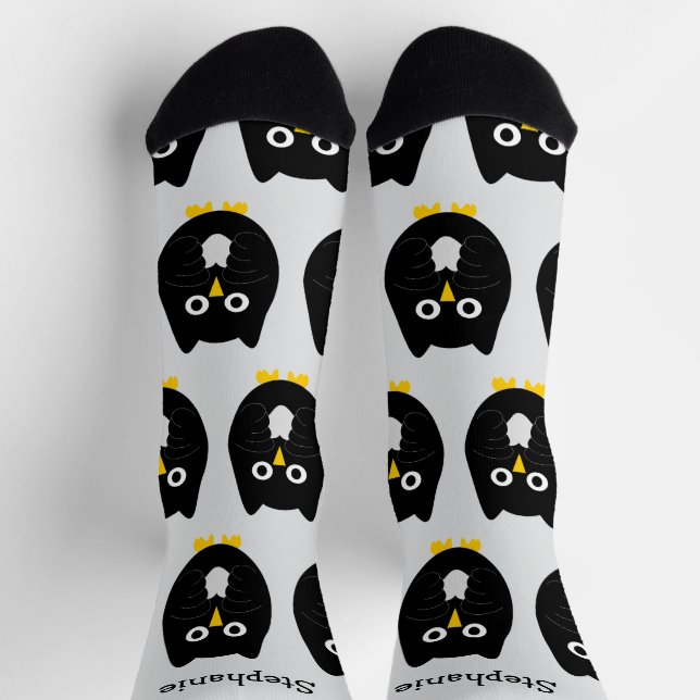 Chaussette Chaussettes Dessin Hibou Noir (Haut)