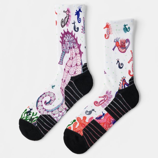 Chaussette Chaussettes. Dessin "Hippocampes" (Gauche)