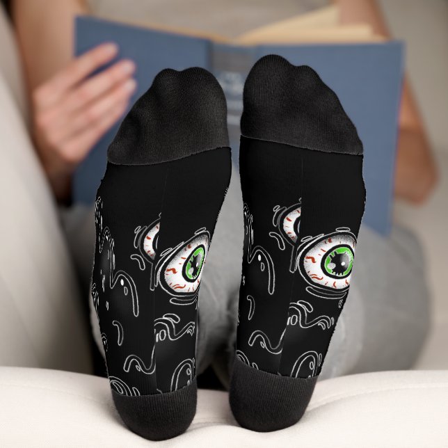 Chaussette Chaussettes d'eyeball d'Halloween - Chaussettes d' (Fond)
