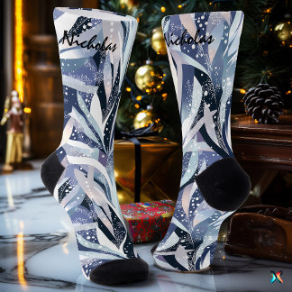 Chaussette Chaussettes d'hiver de feuilles congelées dans la