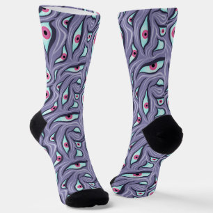 Chaussette Chaussettes d'horreur folle avec yeux mal - Pastel