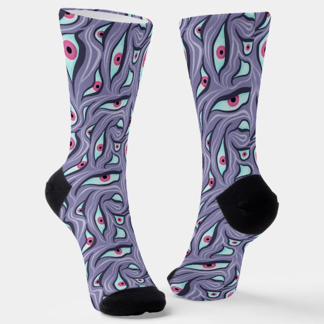 Chaussette Chaussettes d'horreur folle avec yeux mal - Pastel (Angulaire)