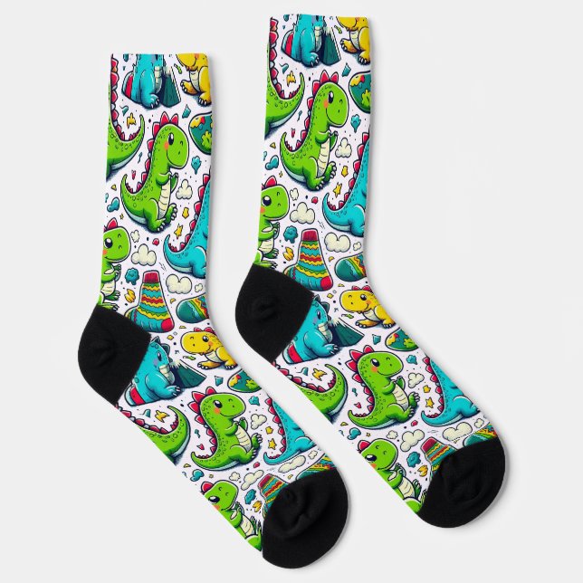 Chaussette Chaussettes Doubles Dino - Jouer Motif Dinosaur De (Droite)