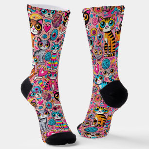 Chaussette Chaussettes Drôle Pour Amoureux de les chats Motif