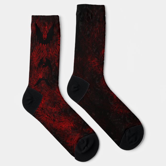 Chaussette Chaussettes durables Red et Black Tie Dye Bat (Droite)