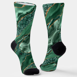 Chaussette Chaussettes émeraude Vert Parties scintillant Or M