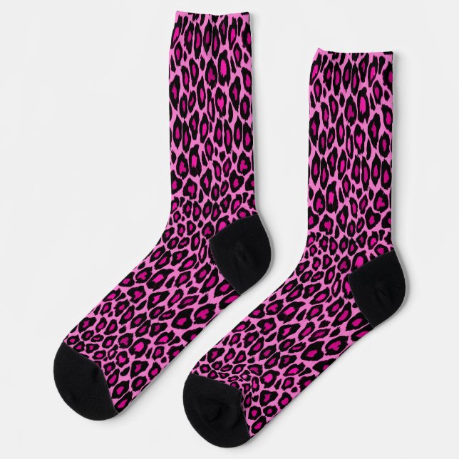 Chaussette Chaussettes Empreinte de léopard rose et noir (Gauche)