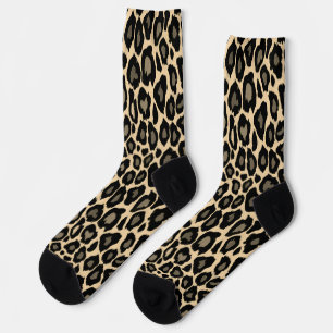 Chaussette Chaussettes Empreintes de léopard en noir et tan