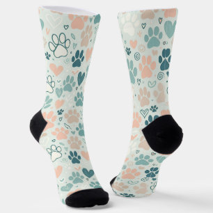 Chaussette Chaussettes Empreintes de pattes Pastel - Élégant 