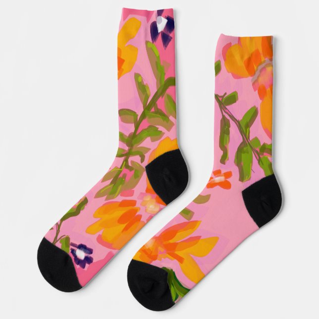 Chaussette Chaussettes en fleur de Flamant rose (Gauche)