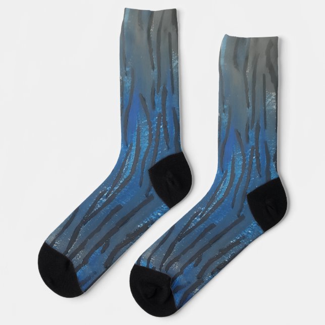 Chaussette Chaussettes en ligne d'art noir bleu gris (Gauche)