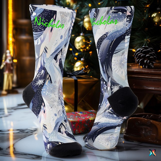 Chaussette Chaussettes étoilées d'hiver dans la Marine et ble (Créateur téléchargé)