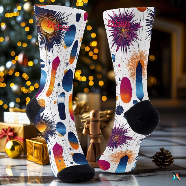 Chaussette Chaussettes Festives avec Éclats et Formes Dégradé (Créateur téléchargé)