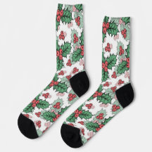 Chaussettes festives de Noël sur fond blanc – Joie