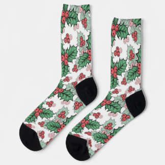 Chaussette Chaussettes festives de Noël sur fond blanc – Joie