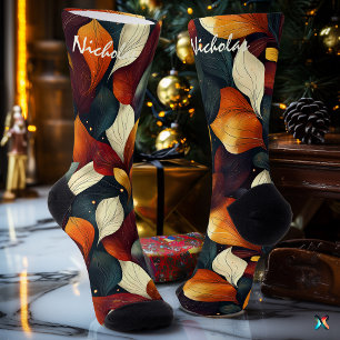 Chaussette Chaussettes Feuilles d'Automne en Bourgogne, Or et