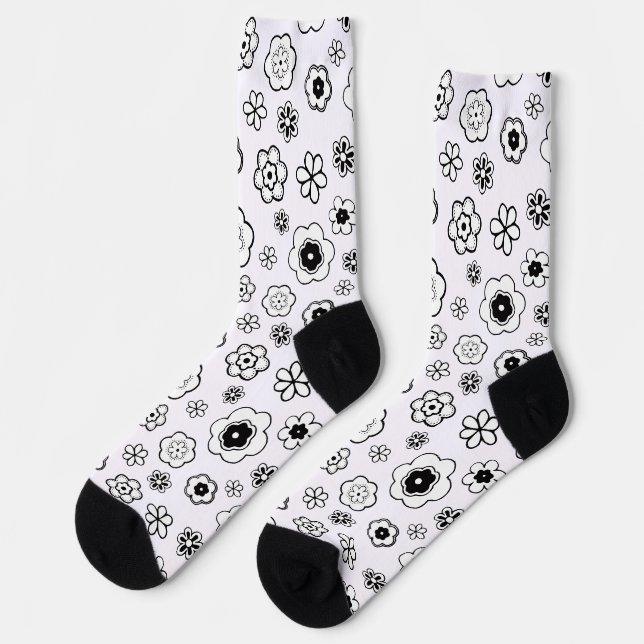 Chaussette chaussettes fleurs dessin animé (Gauche)