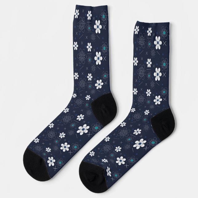 Chaussette chaussettes fleurs d'hiver minuit (Gauche)