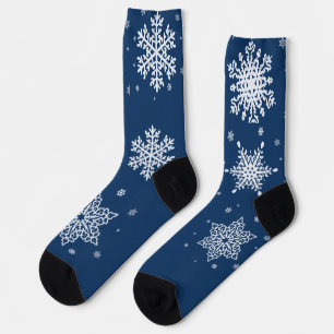 Chaussette Chaussettes flocon de neige bleu de minuit et blan