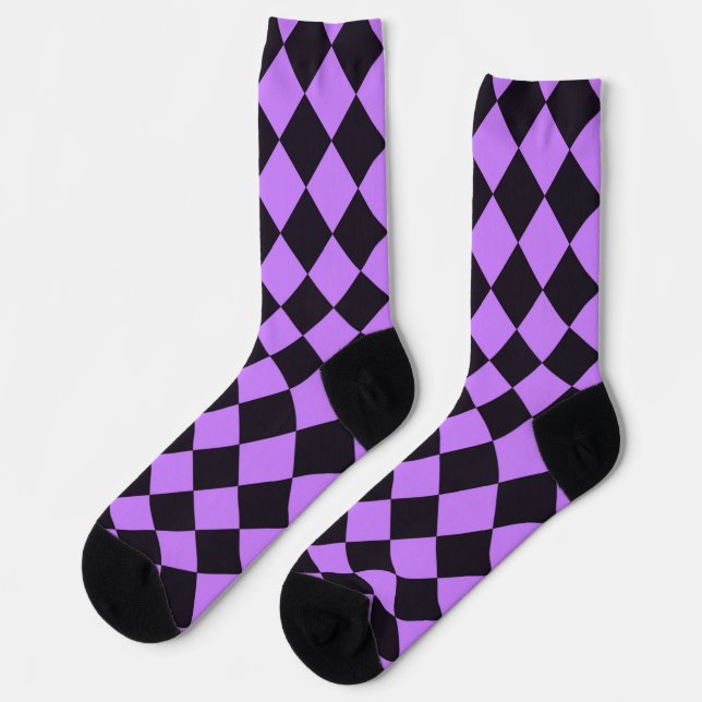 Chaussette Chaussettes folles de Motif Diamond noir et violet (Gauche)