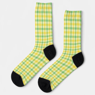 Chaussette Chaussettes folles de Plaid Retro Vert et Jaune