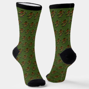 Chaussette Chaussettes Gone Fishing Socks Coho Saumon Art