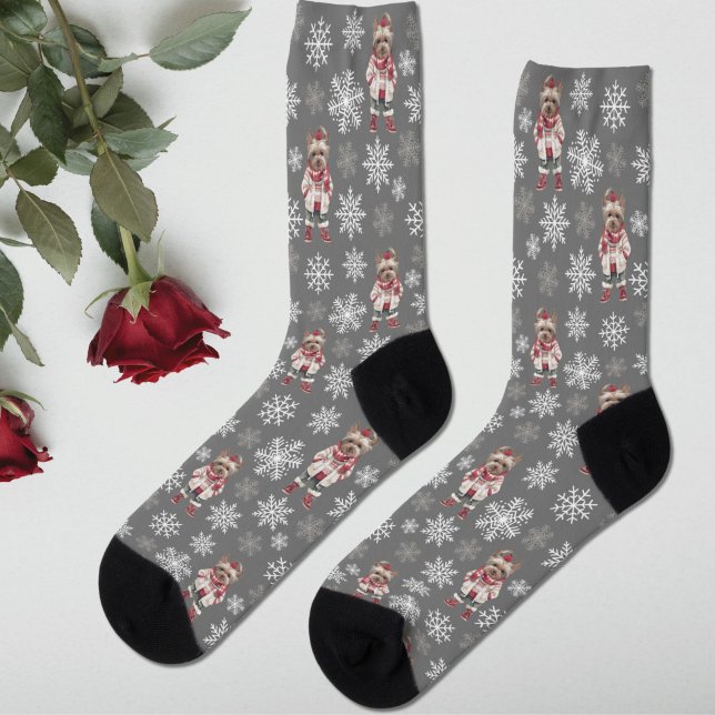 Chaussette Chaussettes gris d'hiver du Terrier du Yorkshire (Créateur téléchargé)