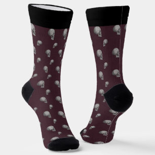 Chaussette Chaussettes Halloween crâne Bourgogne avec nom