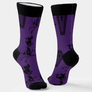 Chaussette Chaussettes Halloween Lila et Noires Épouvantables